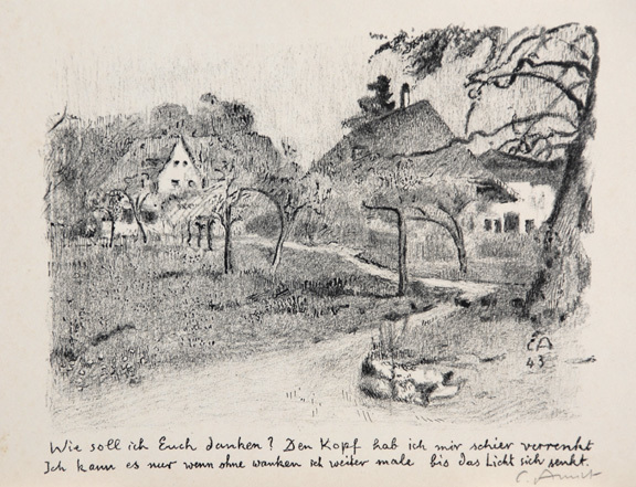 Cuno Amiet, 3 Blätter: Haus des Malers, 1944; Wohnhaus des Künstlers auf der Oschwand, 1955; Landschaft mit Bäumen