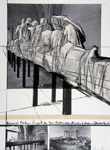 Christo, Wrapped Statues. Project for "Der Glyptothek-München. W. Germany/Aegina Tempel", 1988