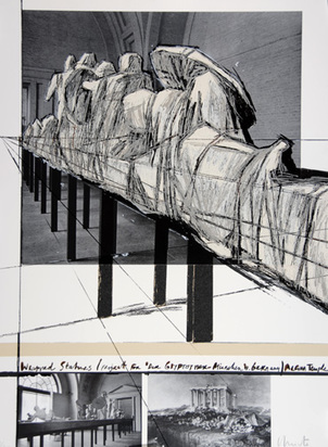 Wrapped Statues. Project for "Der Glyptothek-München. W. Germany/Aegina Tempel", 1988