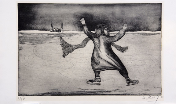 Alexander Sadkowsky, 3 Blätter: Schlittschuläuferin, 1963; Ohne Titel, 1964; Ohne Titel, 1978