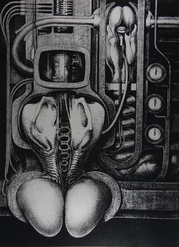HR Giger, Blatt aus "Biomechanoiden", 1969