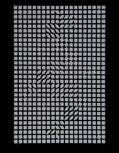 Victor Vasarely, Thinko (white on black), 1961