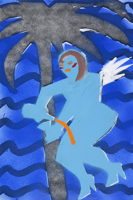 Frau unter Palme, 1983