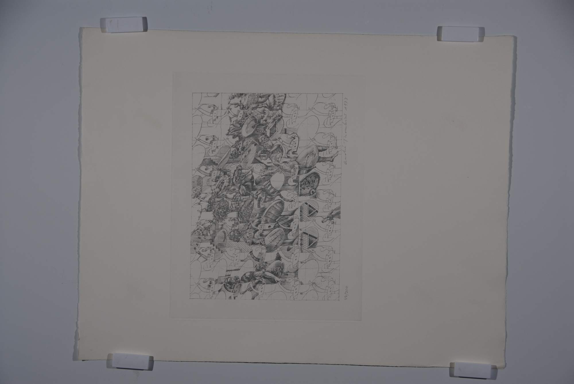 André Thomkins, 2 sheets: romdeutsch gedeutet, 1973; ombilical, 1973