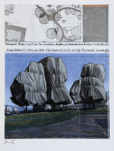 Christo, Plakat. Wrapped Trees (Project for Foundation Beyeler and Berower Park, Riehen), 1998