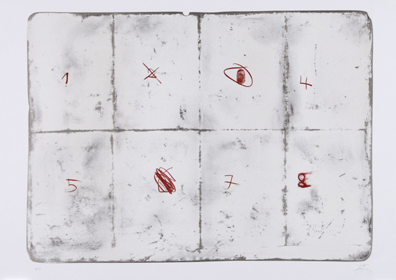 Antoni Tàpies, Toile pliée et chiffres, 1974
