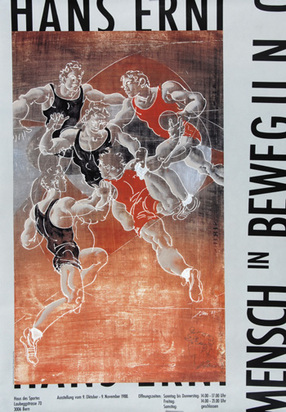 Poster. Hans Erni, Mensch in Bewegung. Haus des Sports, Berne, 9. October - 9. November 1988