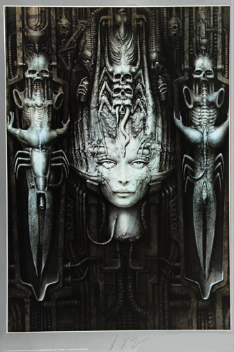 HR Giger, 5 posters: Sydow; Cat; Untitled (3)