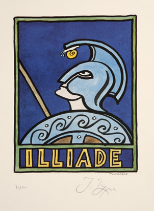 8 sheets: Illiade; Pour le tricentenaire du Lycée Bartholdi de Colmar, 1998; Sheet from the edition: Das Schweizerische Rote Kreuz "Herzen öffnen", 1994 (5).; Untitled