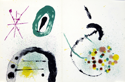 13 sheets from "Derrière le miroir": Míro (4); Calder (2); Chagall (1); Fiedler (2); Ubac (2); Van Velde (1); Carache (1)