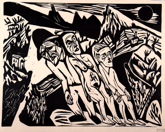 Hermann Scherer, Three Figures in Landscape