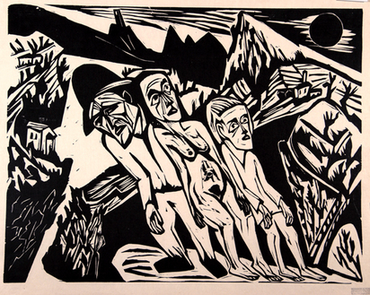 Drei Figuren in Landschaft