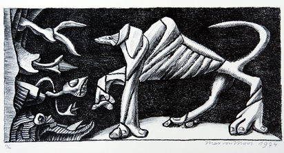 3 Blätter: Der Hund, 1974; Ohne Titel, 1976; 1977