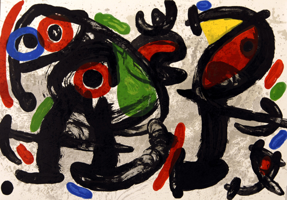 Grafik, 13 Blätter aus "Derrière le miroir": Míro (4); Calder (2); Chagall (1); Kandinsky (1); Riopelle (1); Fiedler (2); Ubac (1); Van Velde (1)
