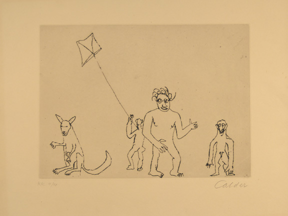 Alexander Calder, Personnages et cerf volant, from "Santa Claus", 1975