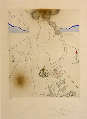 Salvador Dalí, Nu à la jarétière, from "Hippies", 1969/70