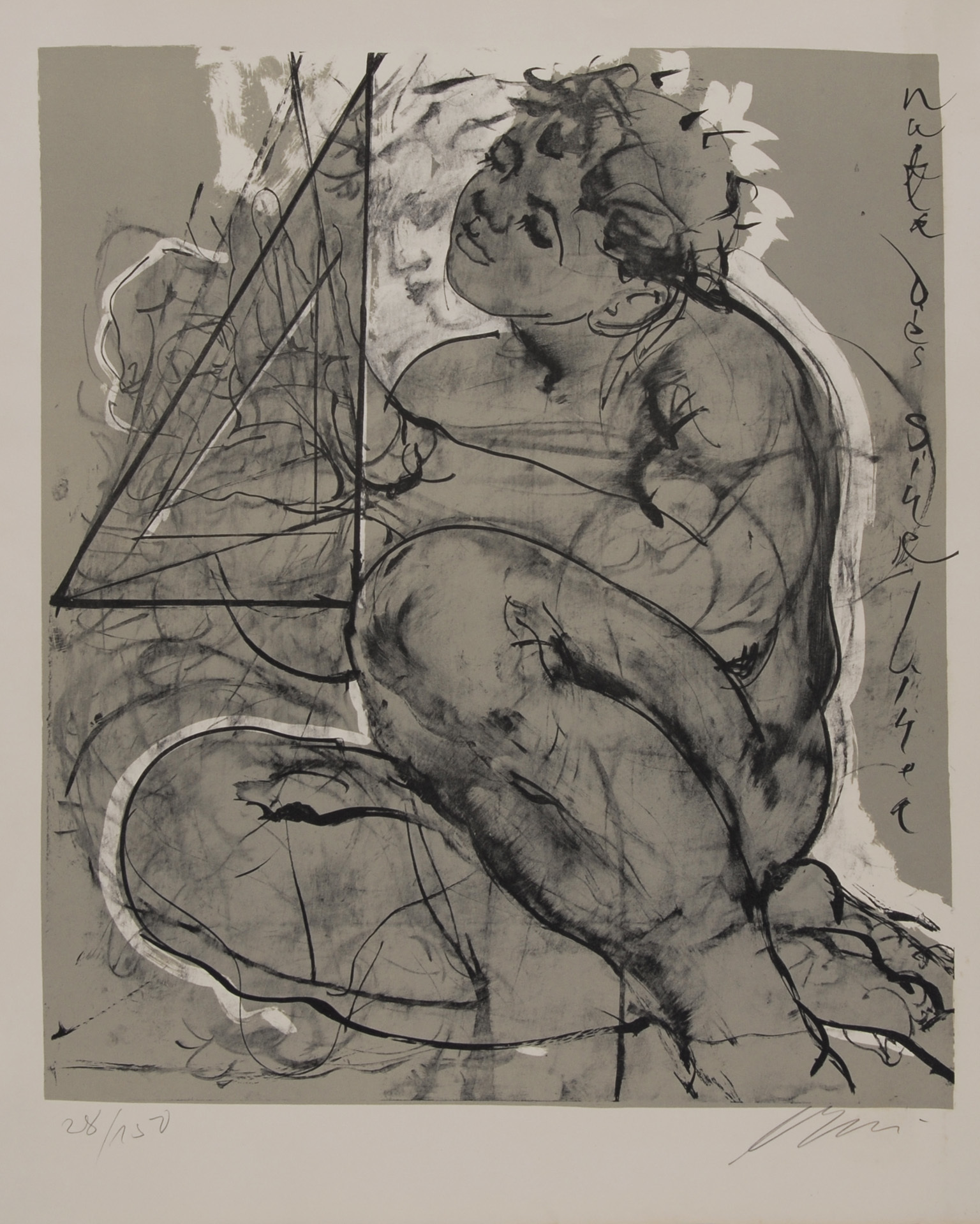 Hans Erni, 2 sheets: Nulla dies sine linea, 1964; Zwei Tauben