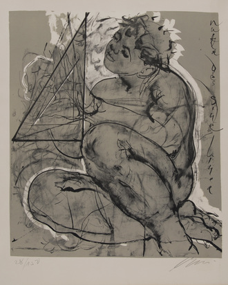 2 sheets: Nulla dies sine linea, 1964; Zwei Tauben