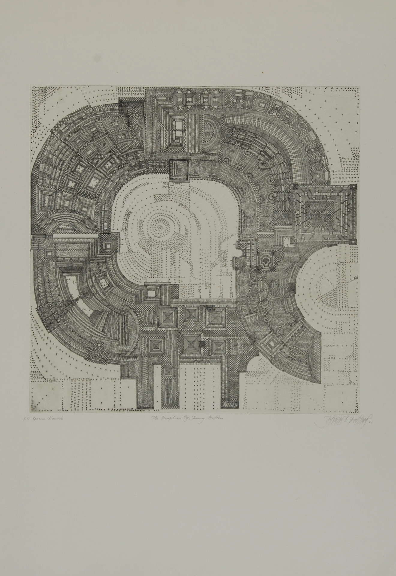 Johannes Gachnang, 4 sheets: The Panopticum by Jeremy Bentham, 1964; L'imagination prend..., 1968; Projet; Untitled