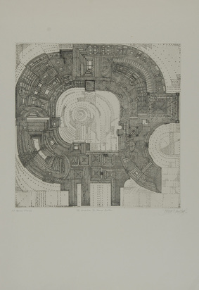 4 sheets: The Panopticum by Jeremy Bentham, 1964; L'imagination prend..., 1968; Projet; Untitled