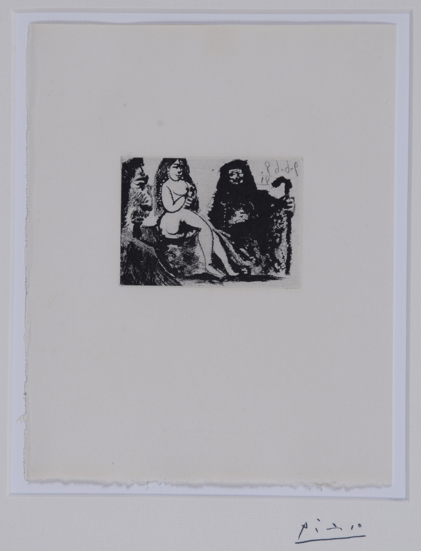 Pablo Picasso, Visiteur au nez bourbonien chez la Célestine, 1968, from "La Célestine"
