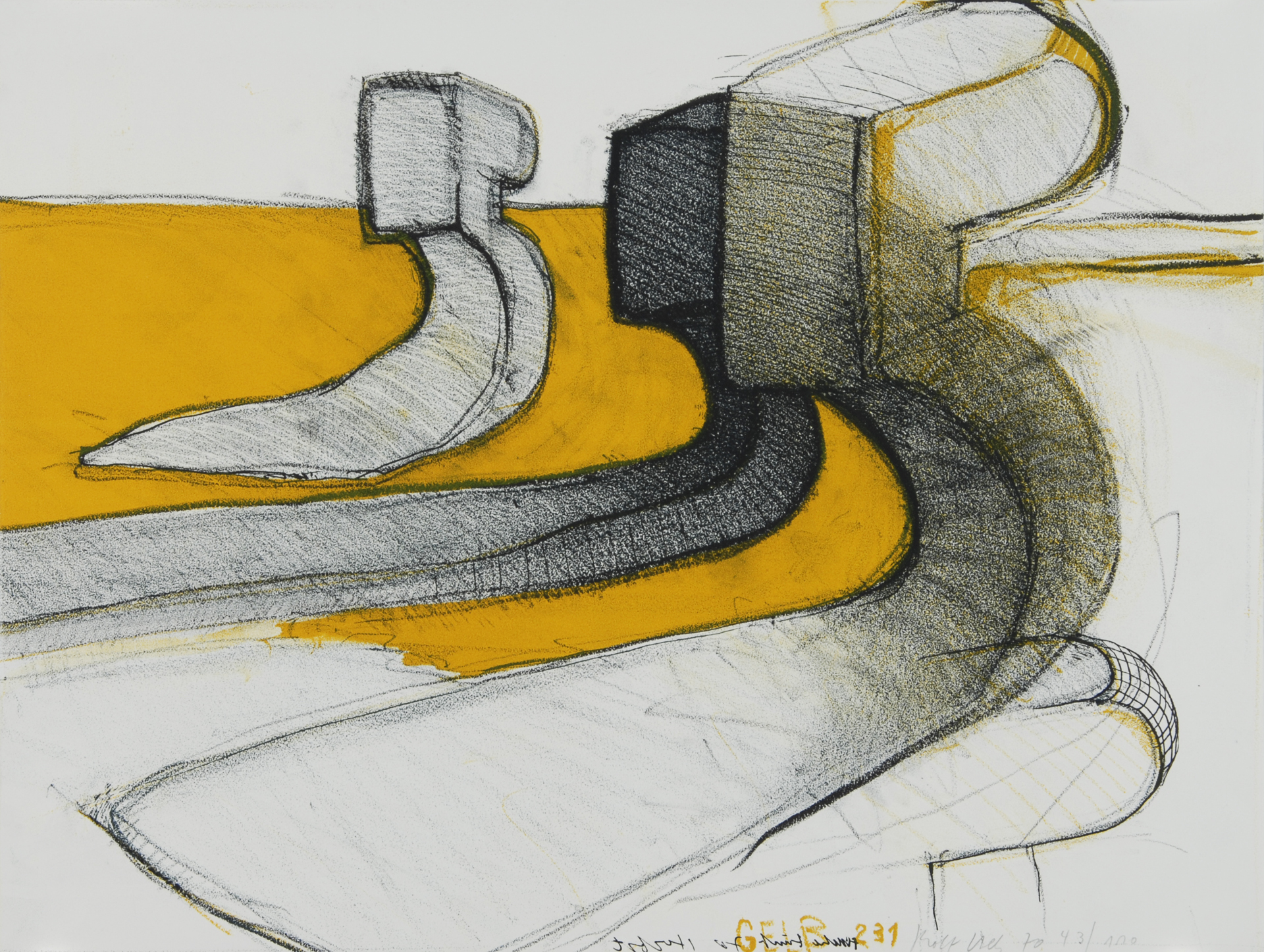 Rolf Iseli, 2 sheets: Fünf, 1970; Liegende Fünf, 1970, from "Graphikmappe des Schweizerischen Kunstvereins"