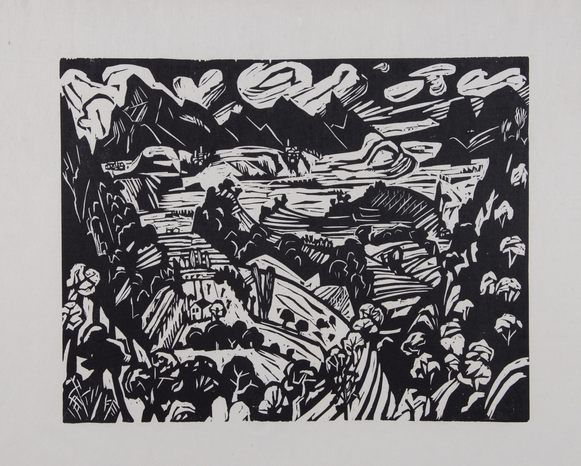 Hermann Scherer, 4 Blätter: Landschaft; Zwei Frauen; Ohne Titel (2)
