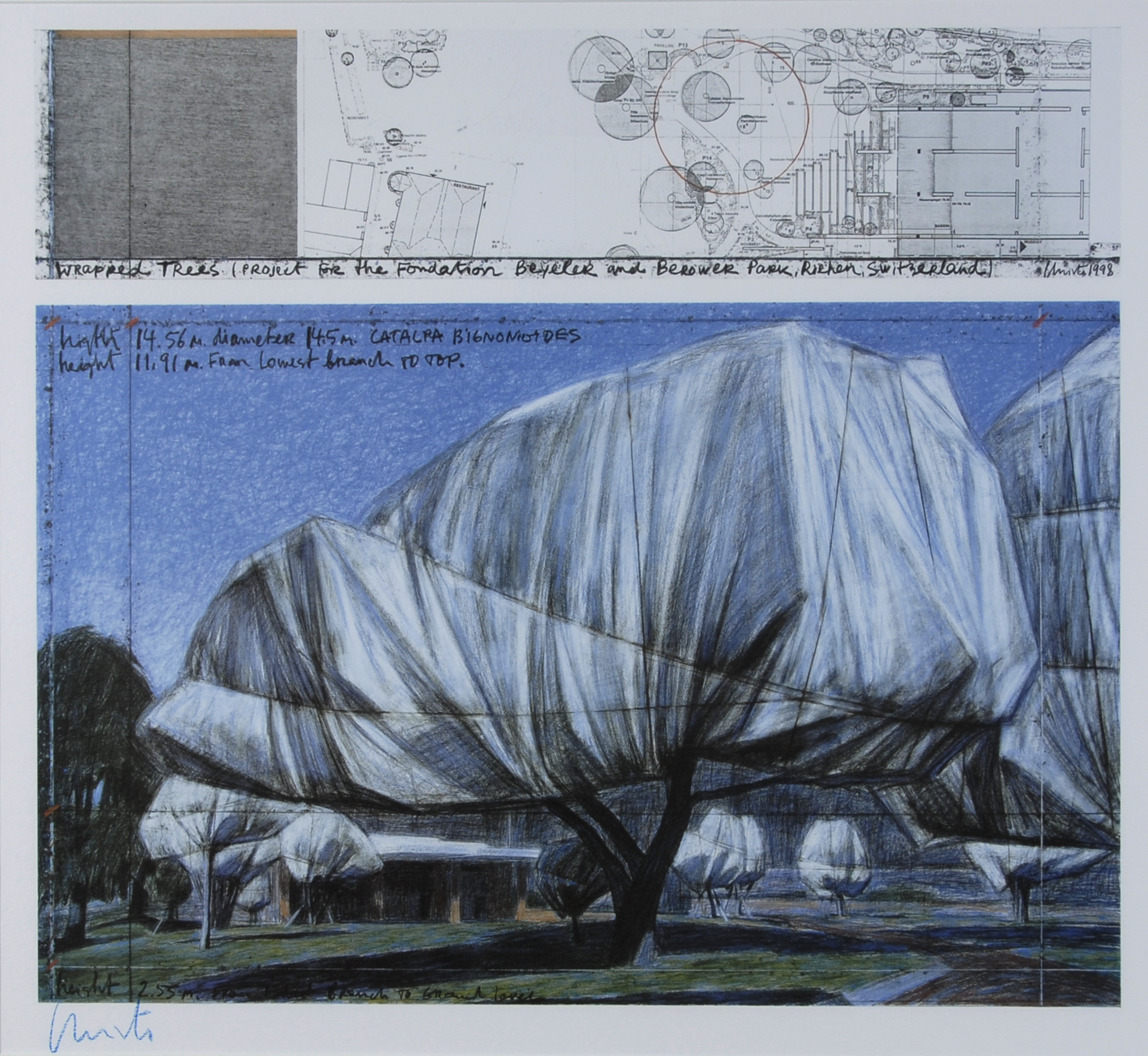 Christo, Wrapped Trees - Verhüllte Bäume, Project for the Fondation Beyeler and Berower Park, Riehen