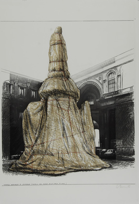 2 Blätter: Wrapped Monument to Leonardo, Project for Piazza della Scala, Milan