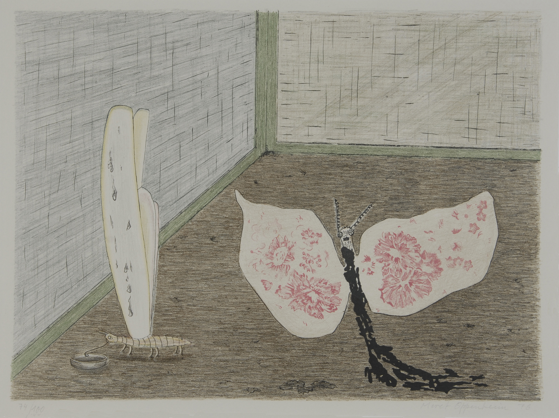 Meret Oppenheim, Die Seidenmotte und die stolze Rosamunde, aus "Parapapillonneries"