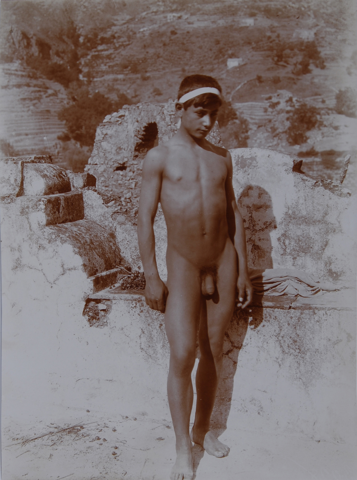 Wilhelm von Gloeden, 2 photographs: Sizilianischer Jüngling; Zwei sizilianische Jünglinge