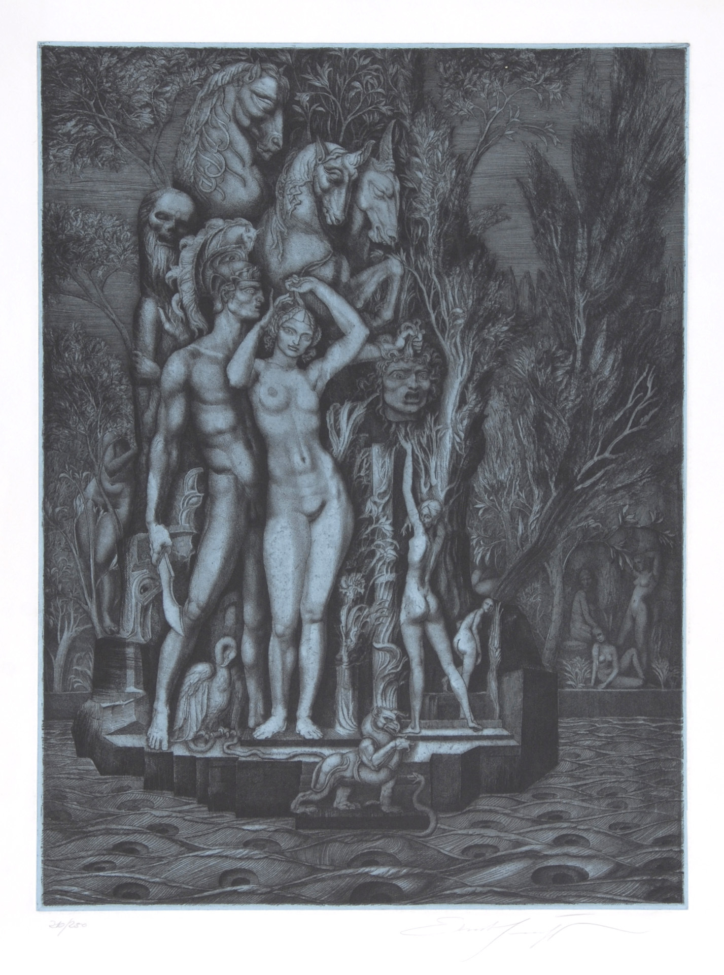 Ernst Fuchs, 2 sheets: Das Begräbnis Samsons, from "Samson", 1967; Venus auf der Insel des Todes