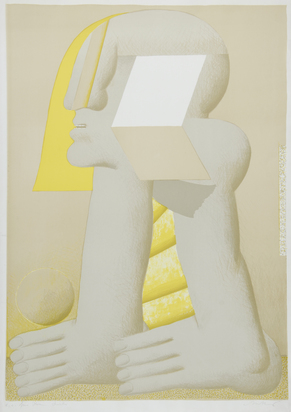 2 Blätter: Figur mit gekreuzten Armen, 1966; Grosse helle Figur