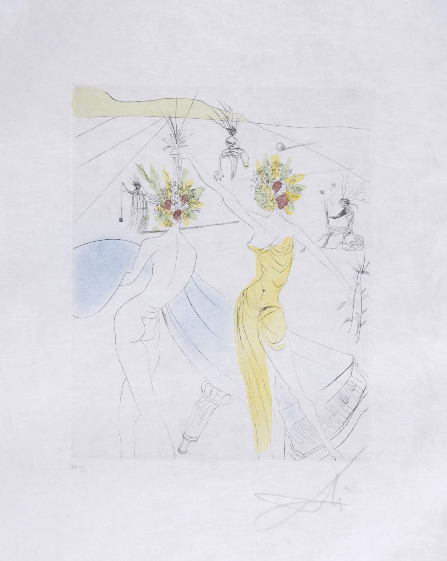 Salvador Dalí, Femme-fleurs au piano, aus "Hippies"
