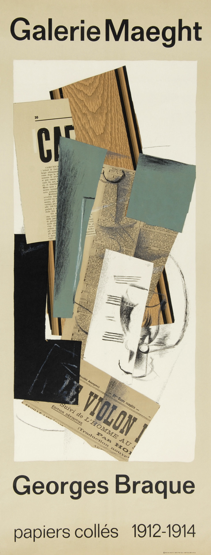 Georges Braque, 2 posters: Oiseau des fôrets, G. Braque, oeuvre graphique Galerie Nicolas Rauch, Genève; Galerie Maeght, Georges Braque, papier collés 1912-1914