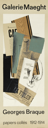 2 posters: Oiseau des fôrets, G. Braque, oeuvre graphique Galerie Nicolas Rauch, Genève; Galerie Maeght, Georges Braque, papier collés 1912-1914