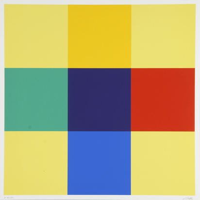 2 Blätter: Kreuz als Gleichung und Kontrast, 1975; Konstellation mit Eckpositionen