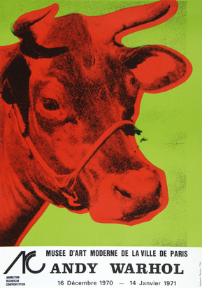 Plakat. Cow, Musée d'art moderne de la ville de Paris, Andy Warhol, 16 Décembre 1970 - 14 Janvier 1971