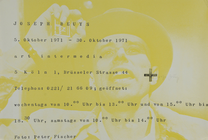 5 Ausstellungsplakate: Art intermedia, Köln, 1971; Museum of Modern Art Oxford, 1974; Modern Art Oxford, 1974; Kunstmuseum Düsseldorf, 1975; FIU - Fondazione per la rinascita dell'agricultura, 1978