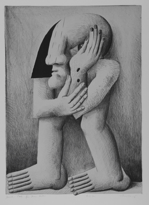 2 sheets: Figur mit zwei Wunden, 1970; Porträt mit blauer Kugel