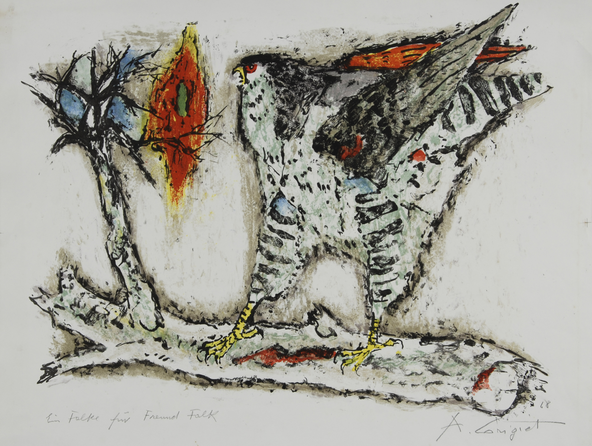 Alois Carigiet, Falke vor Weiss