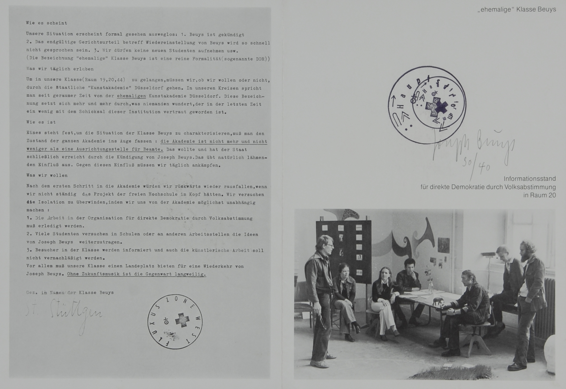 Joseph Beuys, "ehemalige" Klasse Beuys