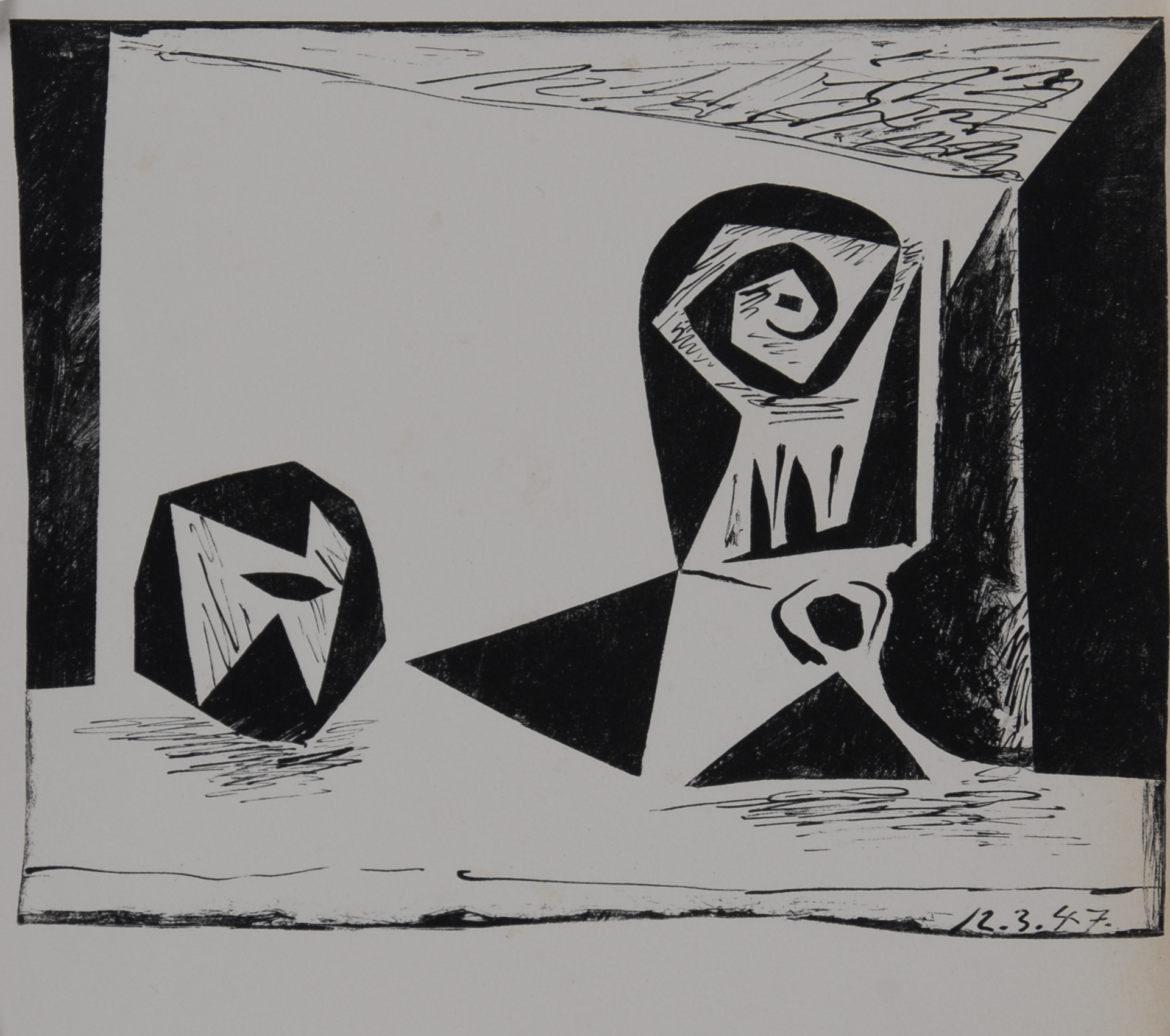 Pablo Picasso, Composition au verre à pied, 1947, to "Dans l'atelier de Picasso"