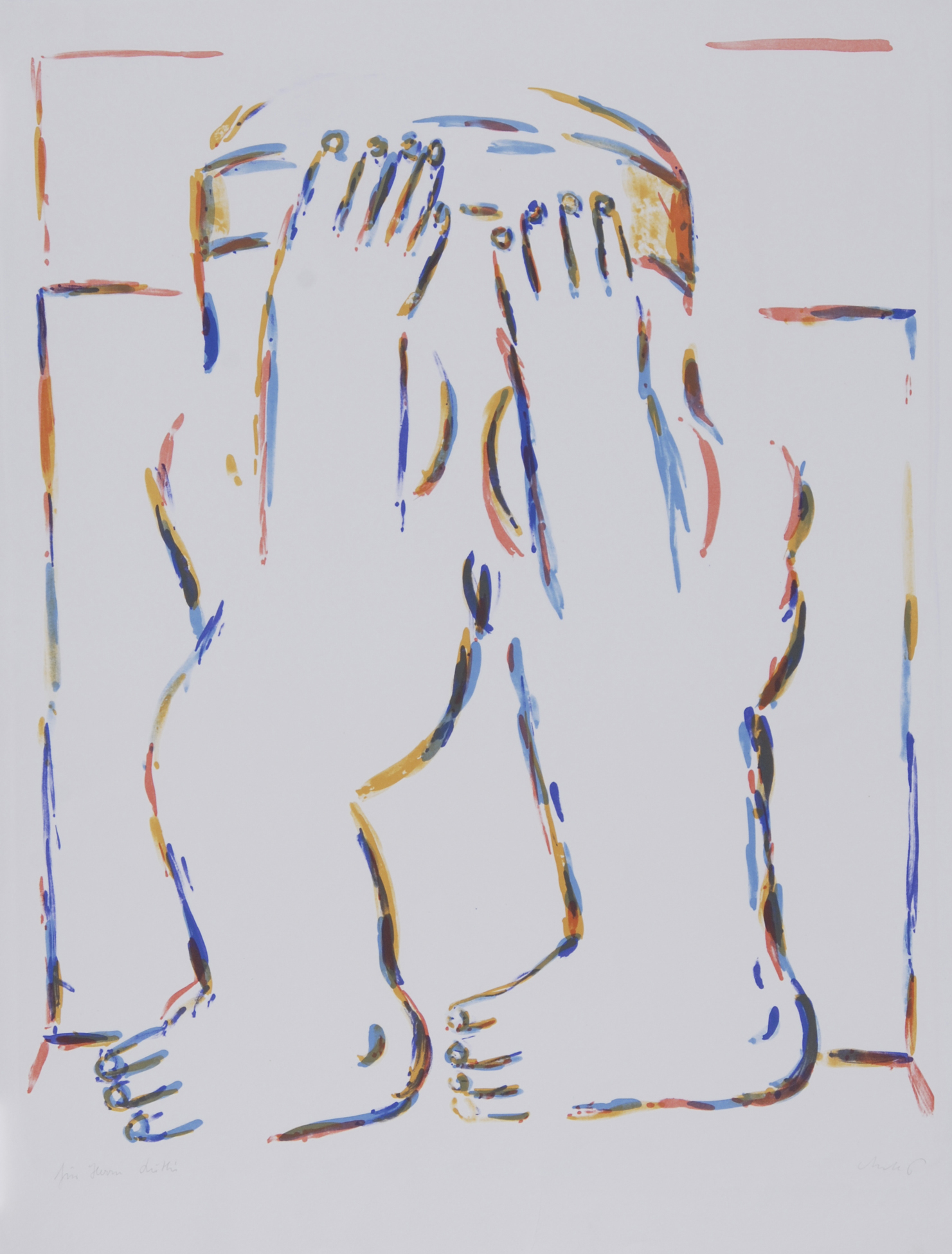Horst Antes, 2 sheets: Figur mit erhobenen Armen, 1966; Weibliche Figur mit Boa