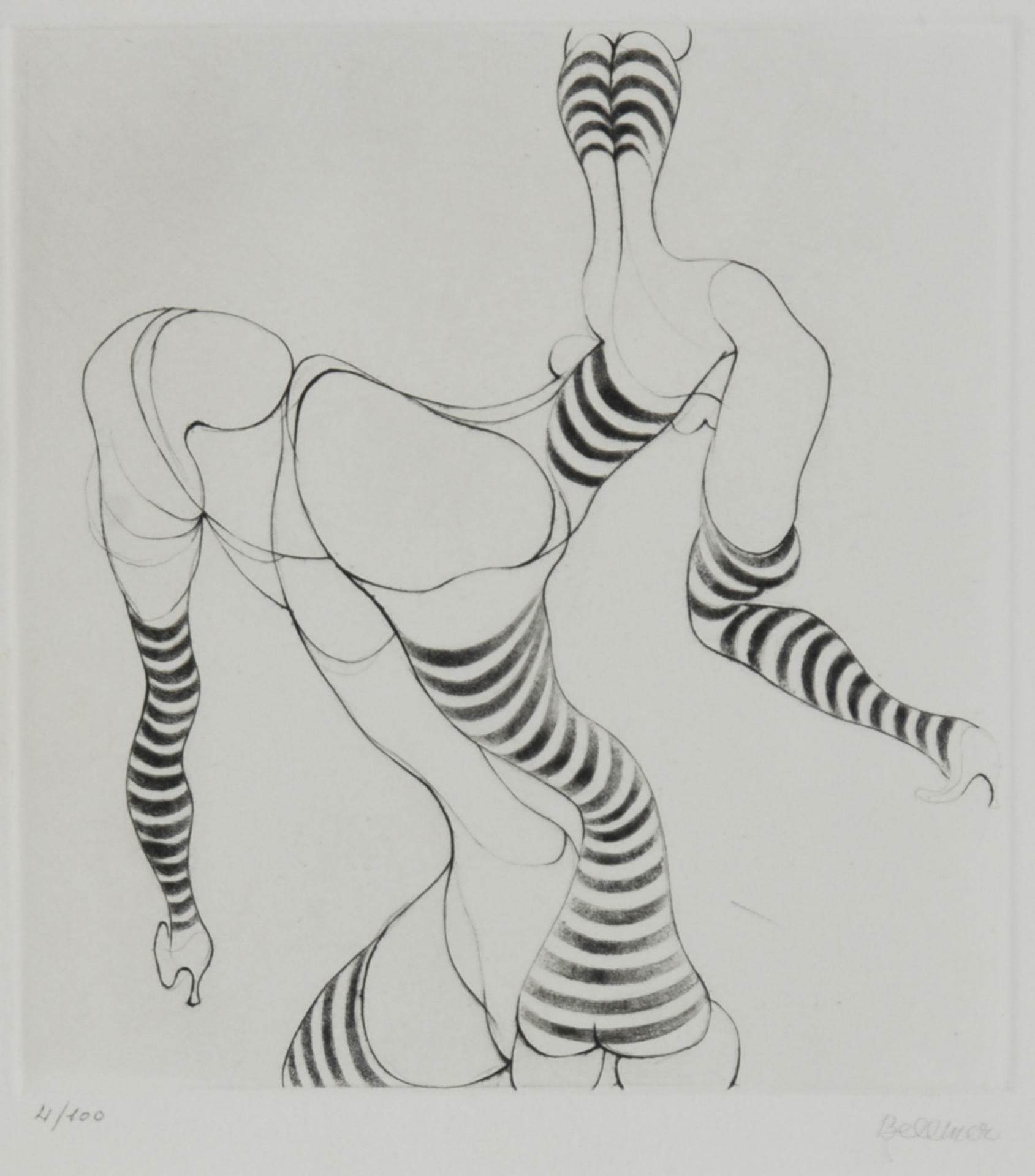 Hans Bellmer, Liegende mit Strümpfen
