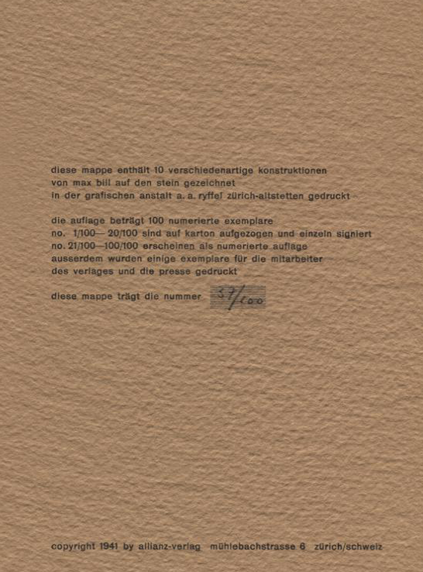 Max Bill, Mappe. Max Bill : 10 Original-Lithos