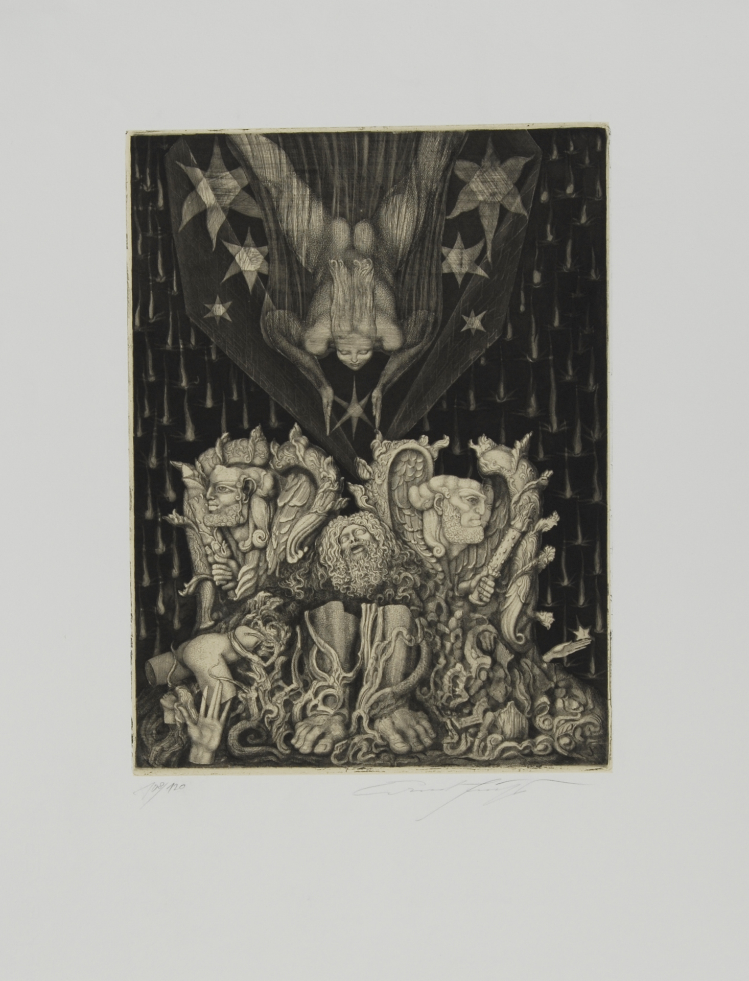 Ernst Fuchs, 2 Blätter: Adams Zerstörung + Verheissung, 1969/70; Ohne Titel