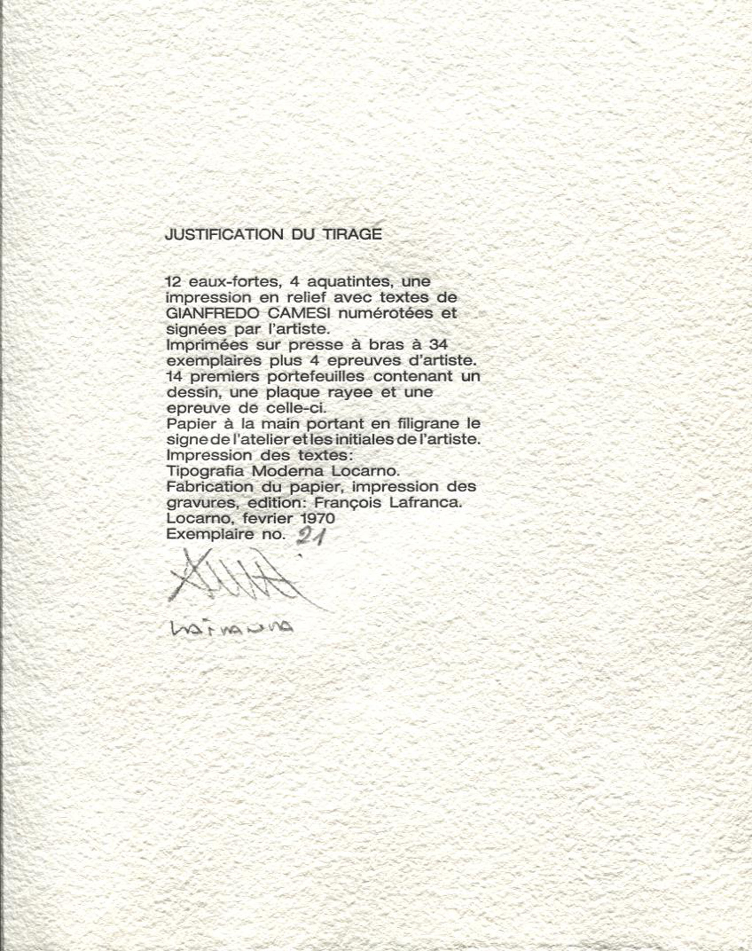 Gianfredo Camesi, Portfolio. Situation