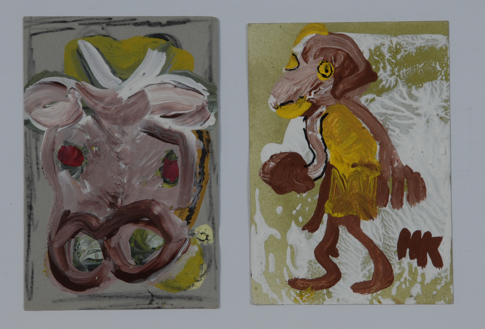 Hans Krüsi, 2 sheets: Kuh; Monkey