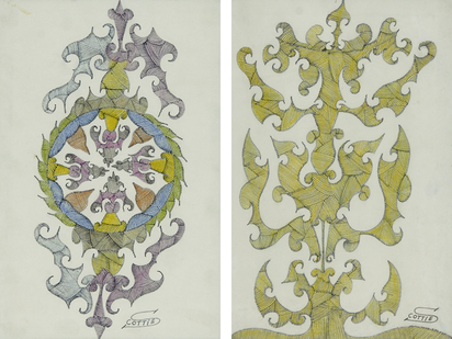 2 Blätter: Flower Design; Untitled